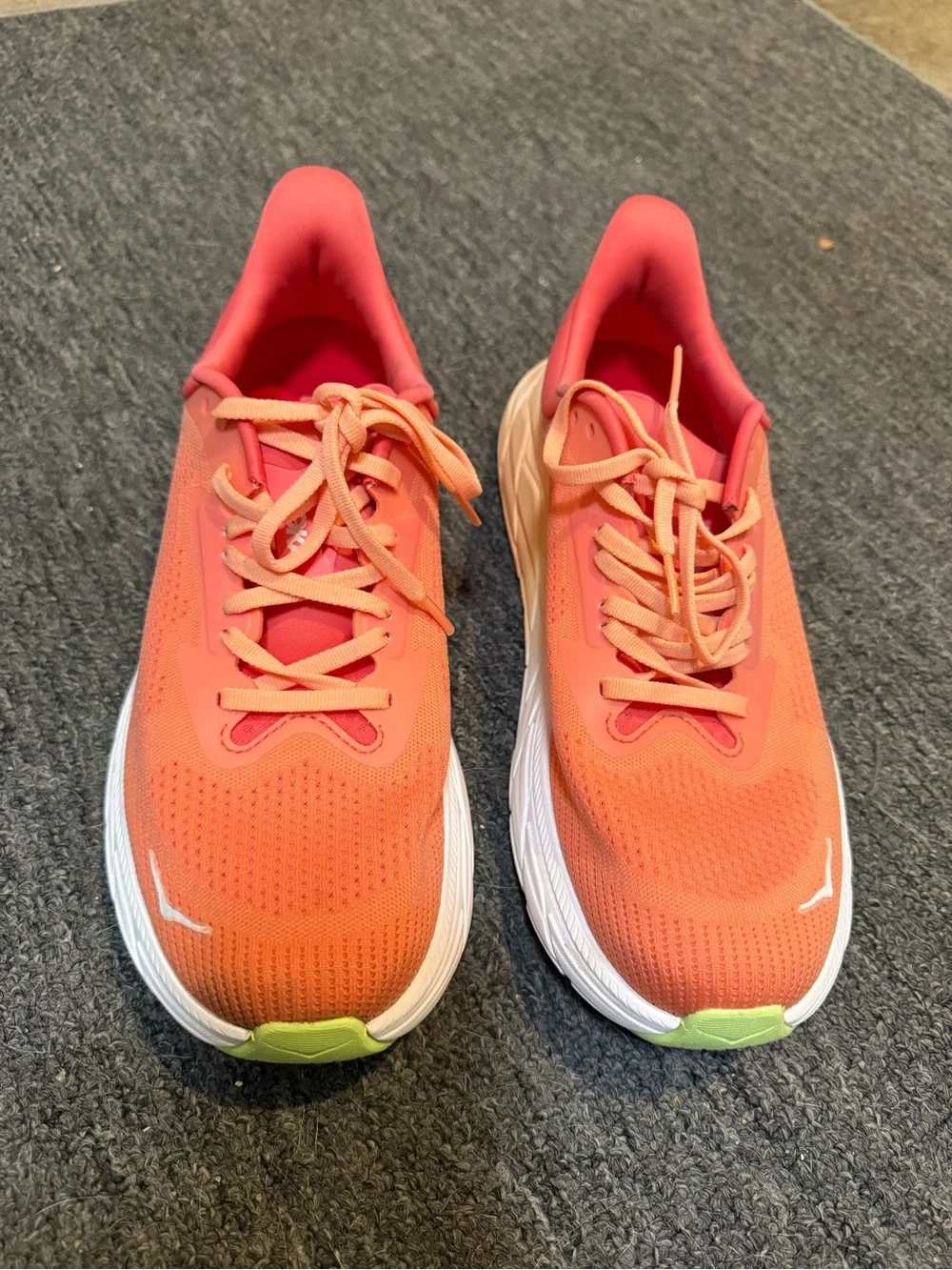 HOKA Arahi 7 Women’s Size 10 Coral Orange Lime Green Running Shoes Sneakers